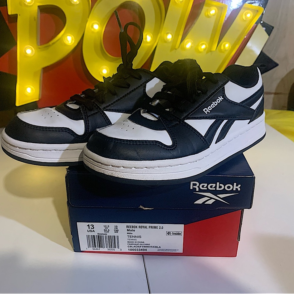 Reebok Royal Prime 2.0 Boys Size 13 Black/White Athletic Sneakers Used With Box